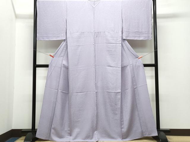 平和屋着物▽上質な色無地　単衣　霞地紋　浅紫色　正絹　逸品　CAAP4390vf
