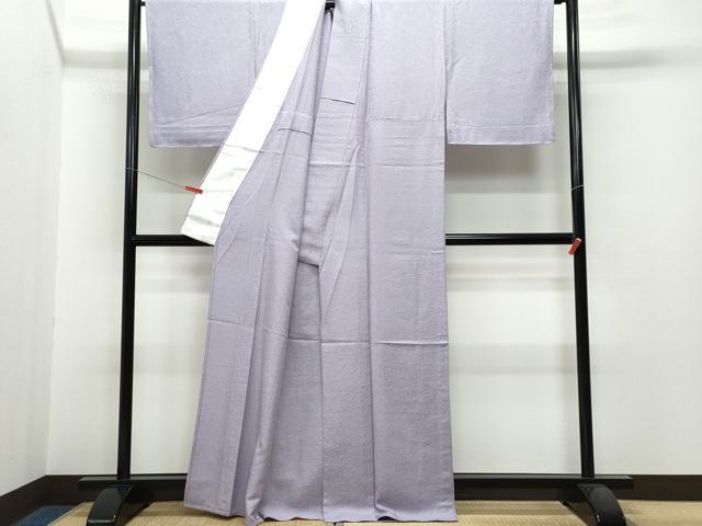 平和屋着物▽上質な色無地　単衣　霞地紋　浅紫色　正絹　逸品　CAAP4390vf