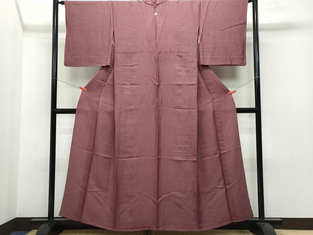 平和屋着物▽上質な色無地 単衣 紋意匠 葡萄茶色 正絹 逸品 CAAP4393vf
