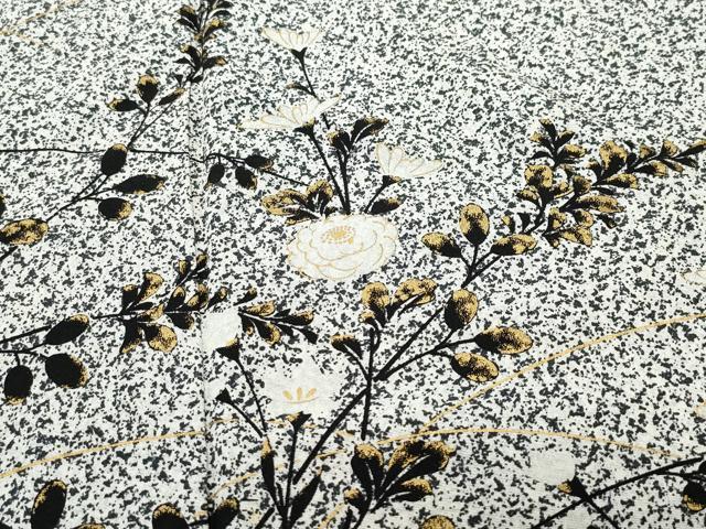 平和屋着物▽訪問着 単衣 草花文 たたき染め 金彩 正絹 逸品 CAAP4394vf