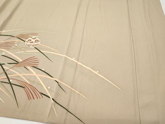平和屋着物▽訪問着　単衣　駒刺繍　鈴草花文　金彩　正絹　逸品　CAAP4398vf