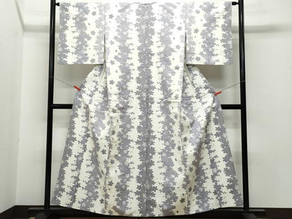 平和屋着物▽上質な紬 単衣 舞桜 正絹 逸品 CAAP4399vf
