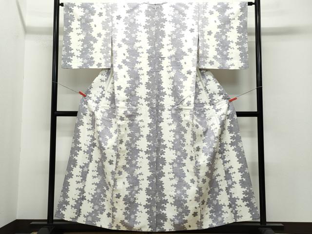 平和屋着物▽上質な紬 単衣 舞桜 正絹 逸品 CAAP4399vf