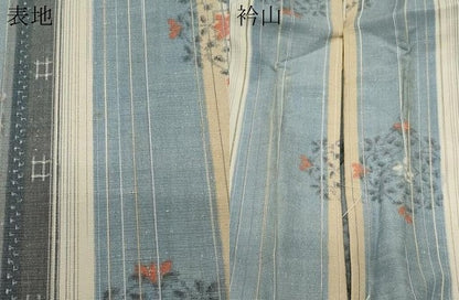 平和屋着物▽上質な紬 単衣 草花間道 正絹 逸品 CAAP5508ut