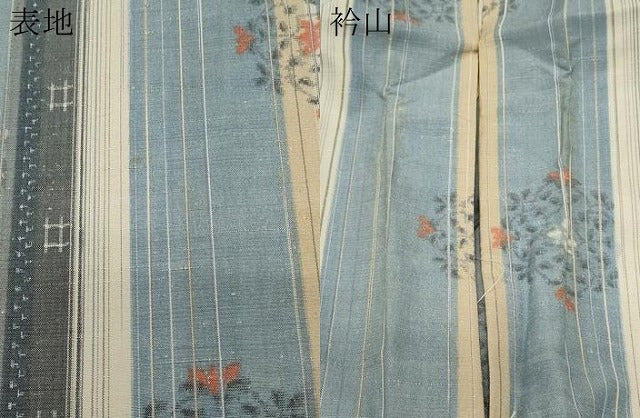 平和屋着物▽上質な紬 単衣 草花間道 正絹 逸品 CAAP5508ut