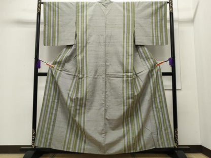 平和屋着物▽絲藝苑 上島洋山 本能州紬 単衣 間道 正絹 逸品 CAAP5509ut