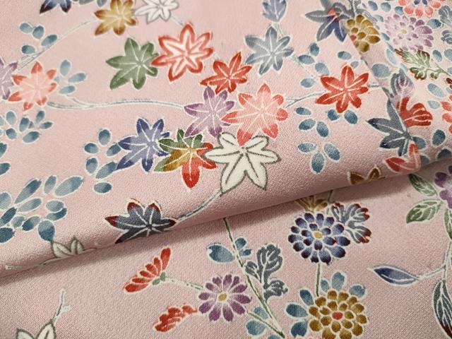 平和屋着物▽上質な小紋 単衣 草花文 正絹 逸品 CAAP5521ut