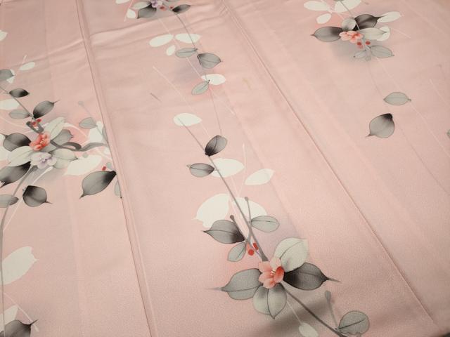 平和屋着物▽上質な小紋 単衣 手描き 枝花文 暈し染め 正絹 逸品 CAAP5529ut