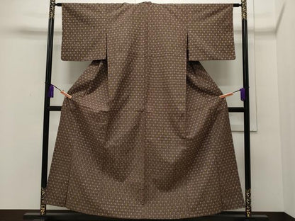 平和屋着物▽上質な紬 単衣 十字絣 正絹 逸品 CAAP5535ut