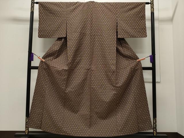 平和屋着物▽上質な紬 単衣 十字絣 正絹 逸品 CAAP5535ut
