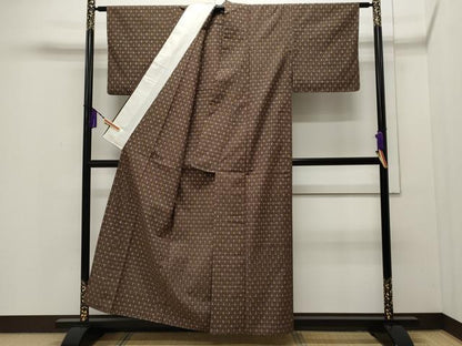 平和屋着物▽上質な紬 単衣 十字絣 正絹 逸品 CAAP5535ut