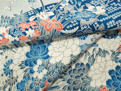 平和屋着物▽上質な小紋 単衣 道長地紙花籠文 正絹 逸品 CAAP5536ut