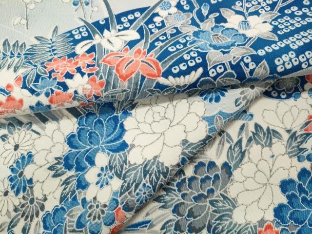 平和屋着物▽上質な小紋 単衣 道長地紙花籠文 正絹 逸品 CAAP5536ut