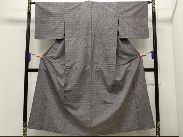 平和屋着物▽上質な紬　単衣　幾何学文様　正絹　逸品　CAAP5544ut
