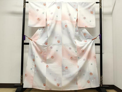 平和屋着物▽小紋 単衣 舞花文 金彩 三越扱い 洗える着物 CAAP5547ut