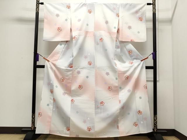 平和屋着物▽小紋 単衣 舞花文 金彩 三越扱い 洗える着物 CAAP5547ut