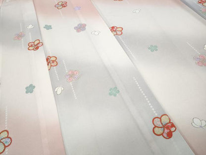 平和屋着物▽小紋 単衣 舞花文 金彩 三越扱い 洗える着物 CAAP5547ut