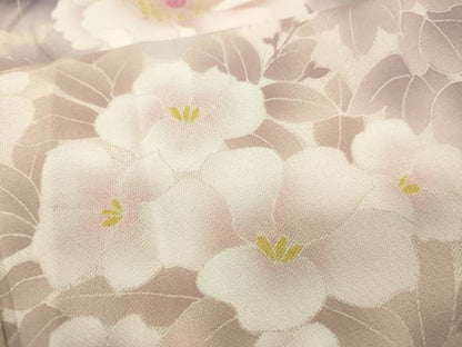 平和屋着物▽訪問着 単衣 刺繍 草花文 正絹 逸品 CAAP5549ut