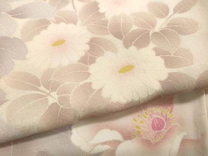 平和屋着物▽訪問着 単衣 刺繍 草花文 正絹 逸品 CAAP5549ut
