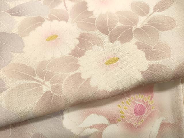 平和屋着物▽訪問着 単衣 刺繍 草花文 正絹 逸品 CAAP5549ut
