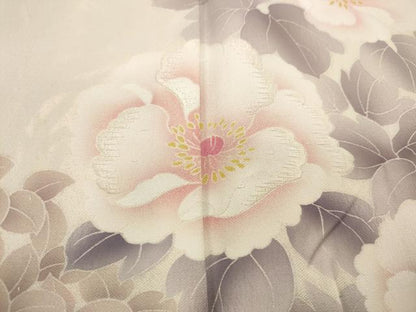 平和屋着物▽訪問着 単衣 刺繍 草花文 正絹 逸品 CAAP5549ut