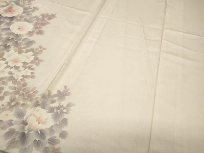 平和屋着物▽訪問着 単衣 刺繍 草花文 正絹 逸品 CAAP5549ut