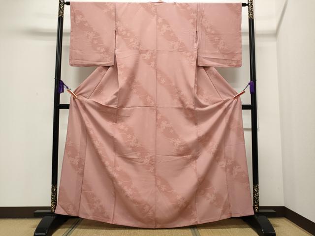 平和屋着物▽小紋 単衣 芝草舞花文 暈し染め 洗える着物 未使用 CAAP5550ut