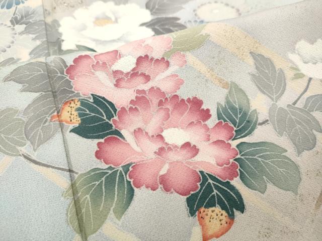 平和屋着物▽訪問着 単衣 籬草花文 暈し染め 金銀彩 正絹 逸品 CAAP5551ut