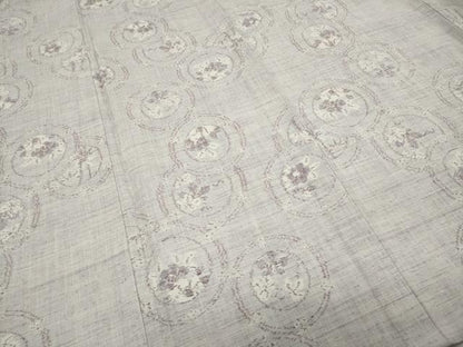 平和屋着物▽上質な紬　単衣　花丸文　正絹　逸品　CAAP5552ut