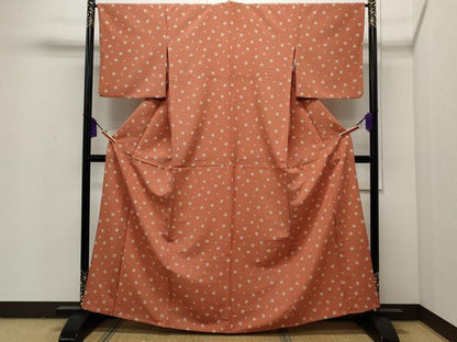 平和屋着物▽小紋 単衣 舞桜文 洗える着物 CAAP5554ut