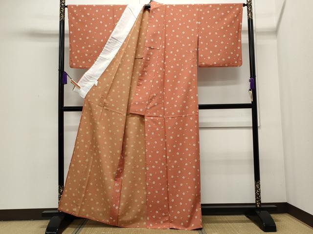 平和屋着物▽小紋 単衣 舞桜文 洗える着物 CAAP5554ut
