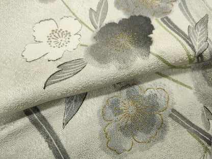 平和屋着物▽上質な小紋　単衣　草花文　金彩　正絹　逸品　CAAP5585ut