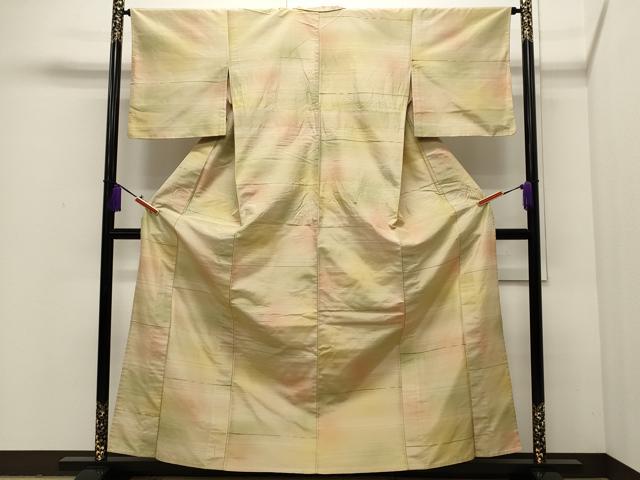 平和屋着物▽上質な紬 単衣 霞文 正絹 逸品 CAAP5586ut