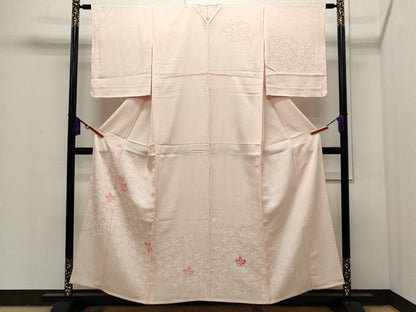 平和屋着物▽訪問着 単衣 刺繍 舞桜 正絹 逸品 未使用 CAAP5589ut