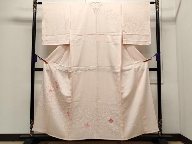 平和屋着物▽訪問着 単衣 刺繍 舞桜 正絹 逸品 未使用 CAAP5589ut