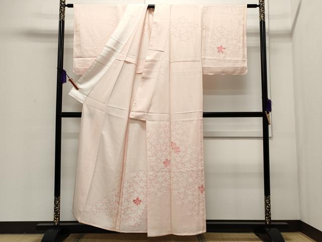 平和屋着物▽訪問着 単衣 刺繍 舞桜 正絹 逸品 未使用 CAAP5589ut