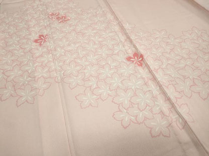 平和屋着物▽訪問着 単衣 刺繍 舞桜 正絹 逸品 未使用 CAAP5589ut