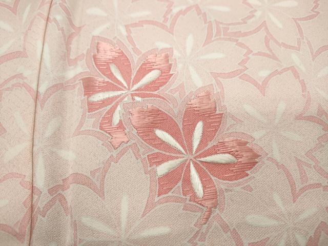平和屋着物▽訪問着 単衣 刺繍 舞桜 正絹 逸品 未使用 CAAP5589ut