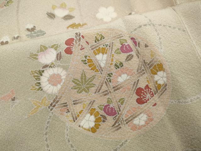 平和屋着物▽訪問着 単衣 花籠文 暈し染め 正絹 逸品 CAAP5590ut