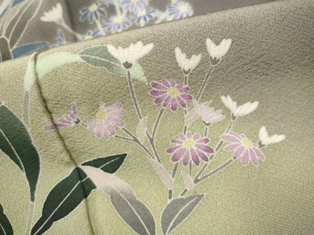 平和屋着物○十日町友禅 女流作家 遠田藤舟 訪問着 枝花文