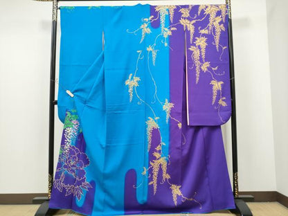 平和屋着物●豪華振袖　刺繍　草花文　暈し染め　金彩　正絹　逸品　CAAP7129hy