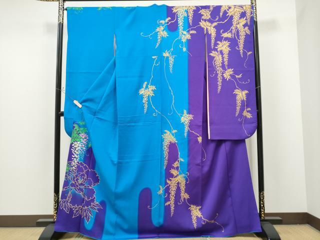 平和屋着物●豪華振袖　刺繍　草花文　暈し染め　金彩　正絹　逸品　CAAP7129hy