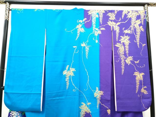 平和屋着物●豪華振袖　刺繍　草花文　暈し染め　金彩　正絹　逸品　CAAP7129hy