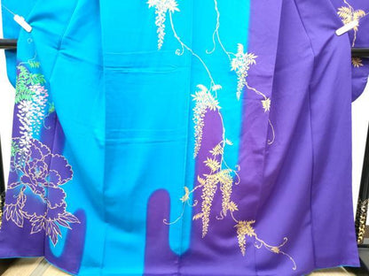 平和屋着物●豪華振袖　刺繍　草花文　暈し染め　金彩　正絹　逸品　CAAP7129hy