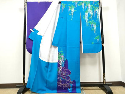 平和屋着物●豪華振袖　刺繍　草花文　暈し染め　金彩　正絹　逸品　CAAP7129hy