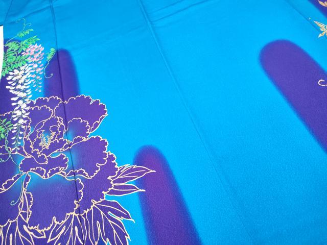 平和屋着物●豪華振袖　刺繍　草花文　暈し染め　金彩　正絹　逸品　CAAP7129hy