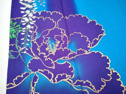 平和屋着物●豪華振袖　刺繍　草花文　暈し染め　金彩　正絹　逸品　CAAP7129hy