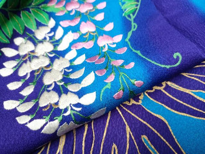 平和屋着物●豪華振袖　刺繍　草花文　暈し染め　金彩　正絹　逸品　CAAP7129hy