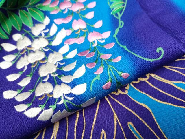 平和屋着物●豪華振袖　刺繍　草花文　暈し染め　金彩　正絹　逸品　CAAP7129hy
