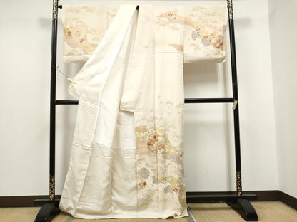 平和屋着物●訪問着 駒刺繍 雪輪草花紋 金彩 正絹 逸品 CAAP7132hy